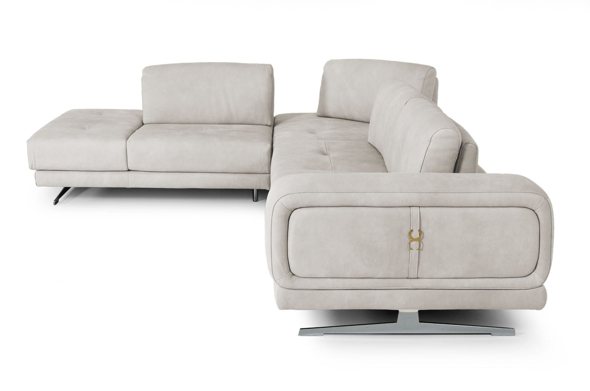 Lamod Italia Mood - Contemporary Light Grey Leather Left Facing Sectional - Home Elegance USA