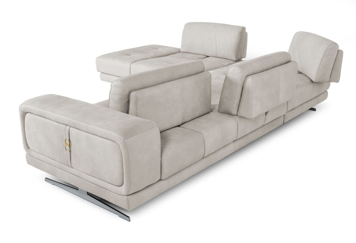 Lamod Italia Mood - Contemporary Light Grey Leather Left Facing Sectional - Home Elegance USA