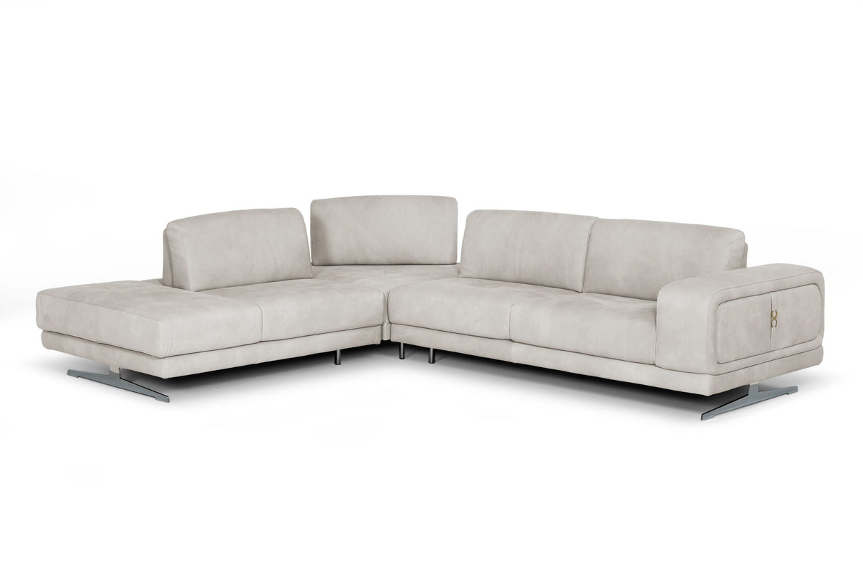 Lamod Italia Mood - Contemporary Light Grey Leather Left Facing Sectional - Home Elegance USA