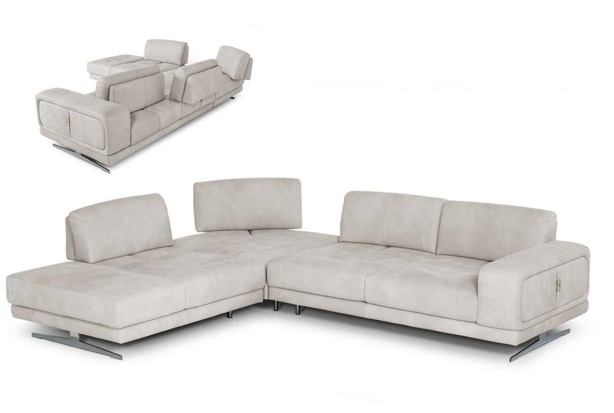 Lamod Italia Mood - Contemporary Light Grey Leather Left Facing Sectional - Home Elegance USA