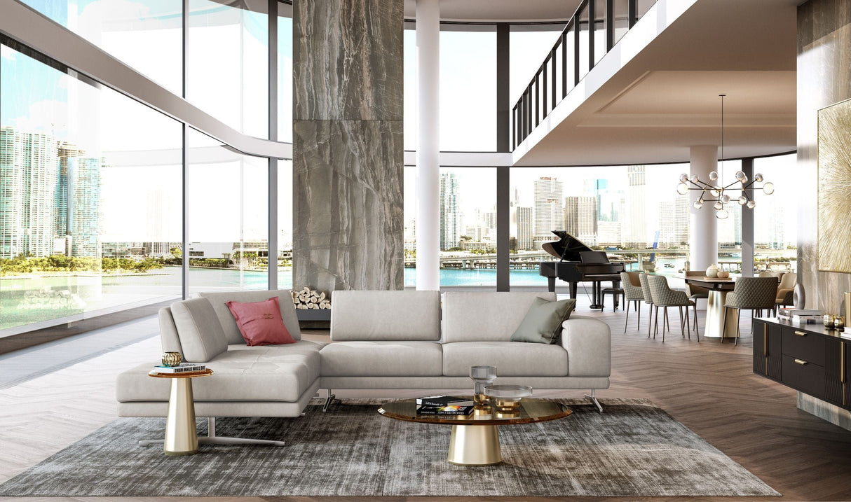 Lamod Italia Mood - Contemporary Light Grey Leather Left Facing Sectional - Home Elegance USA