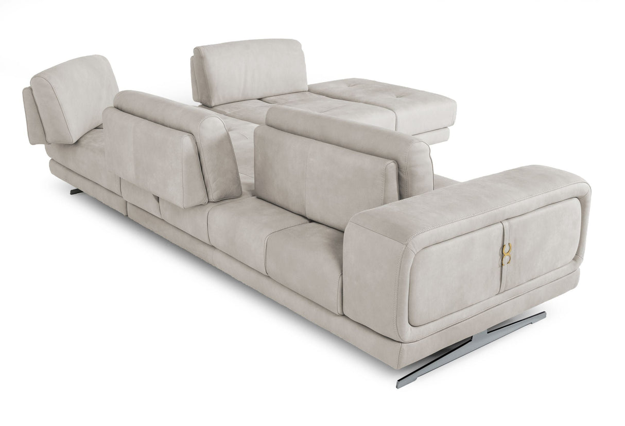 Lamod Italia Mood - Contemporary Light Grey Leather Sectional