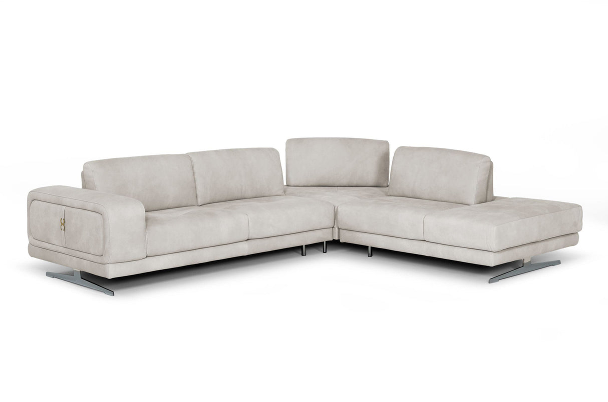 Lamod Italia Mood - Contemporary Light Grey Leather Sectional