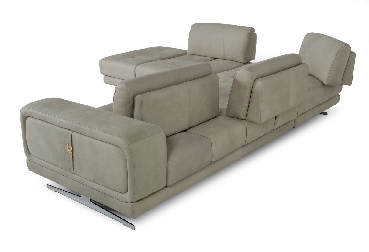 Lamod Italia Mood - Italian Grey Leather Left Facing Sectional Sofa - Home Elegance USA