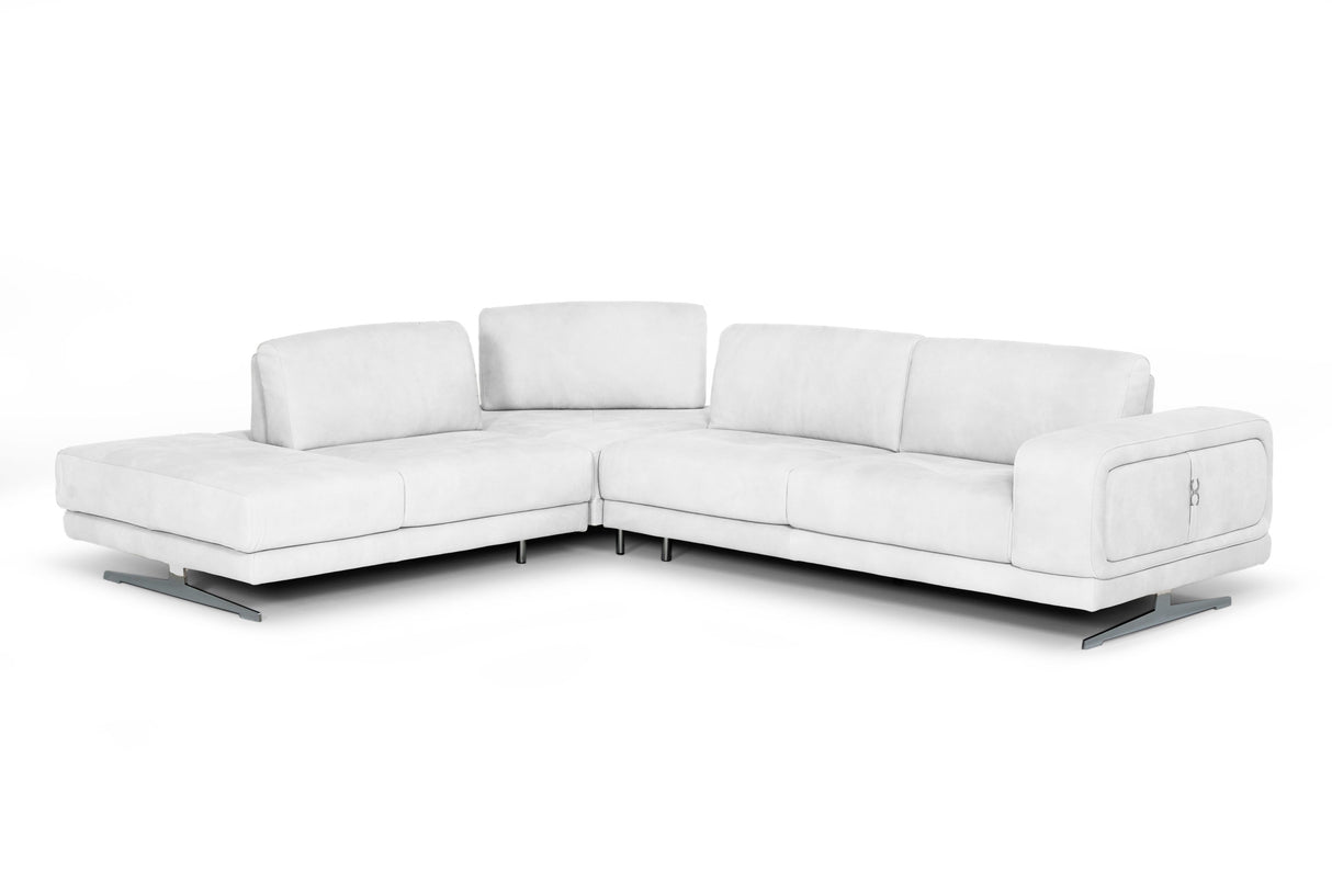 LaMod Italia Mood Italian White Leather Left-Facing Sectional Sofa – Modern Comfort & Elegance - Home Elegance USA