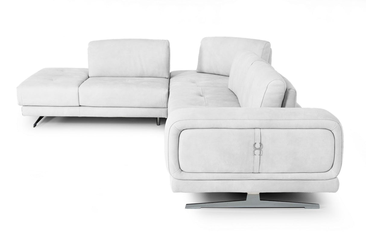 LaMod Italia Mood Italian White Leather Left-Facing Sectional Sofa – Modern Comfort & Elegance - Home Elegance USA