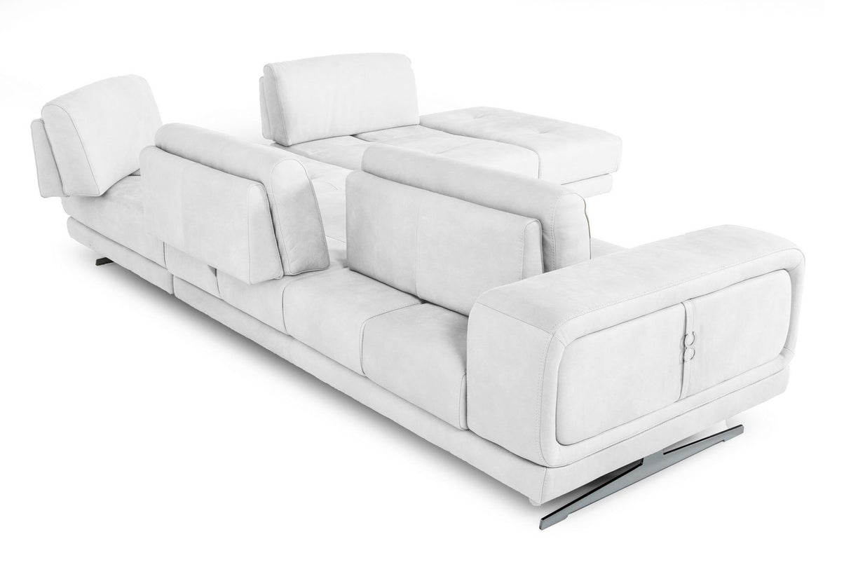 LaMod Italia Mood Italian White Leather Right-Facing Sectional Sofa – Elegant Modern Design - Home Elegance USA