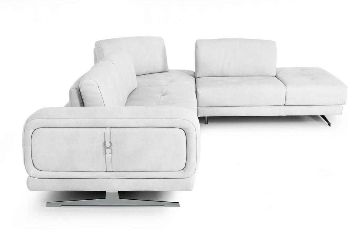 LaMod Italia Mood Italian White Leather Right-Facing Sectional Sofa – Elegant Modern Design - Home Elegance USA