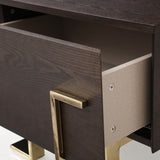 Moontide - Glam Beige Velvet and Brushed Brass EK Bedroom Set