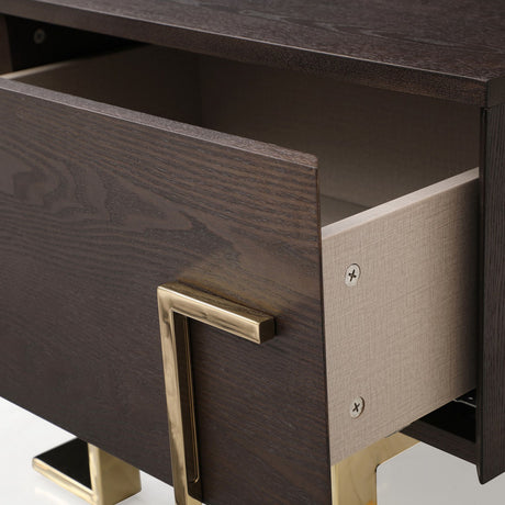 Moontide - Glam Beige Velvet and Brushed Brass EK Bedroom Set