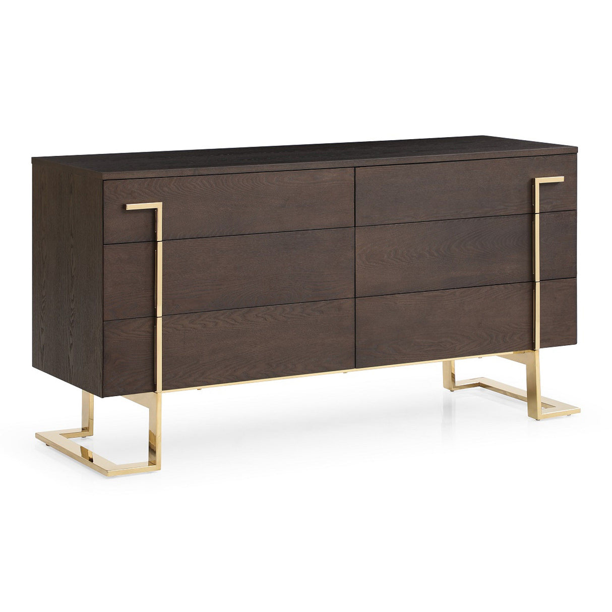 Moontide - Glam Beige Velvet and Brushed Brass EK Bedroom Set