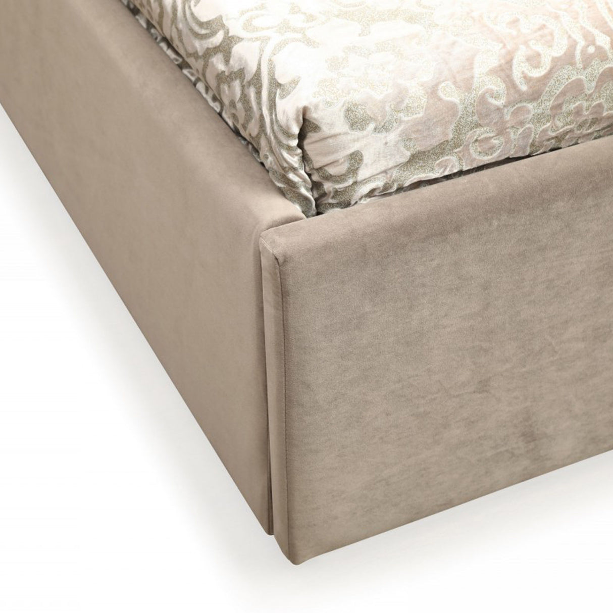 Moontide - Glam Beige Velvet and Brushed Brass EK Bedroom Set