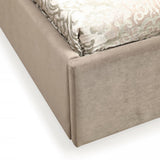 Moontide - Glam Beige Velvet and Brushed Brass EK Bedroom Set