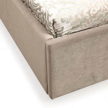 Moontide - Glam Beige Velvet and Brushed Brass EK Bedroom Set