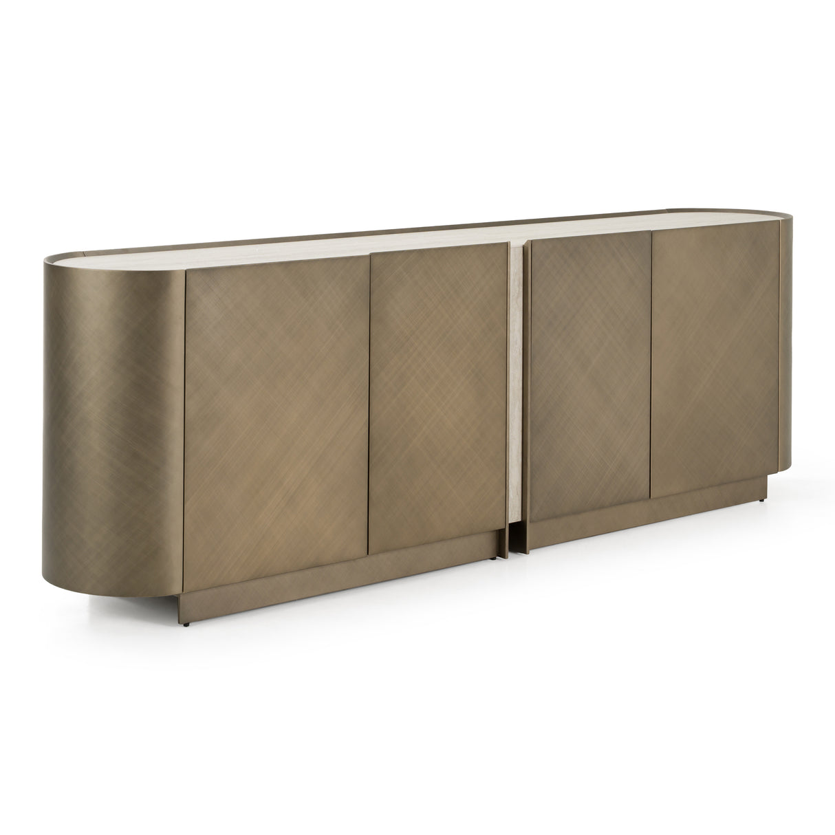 Moorgate - Modern Travertine Ceramic + Bronze Buffet - View Image 1