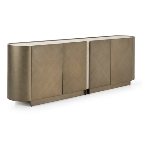 Moorgate - Modern Travertine Ceramic + Bronze Buffet - View Image 1
