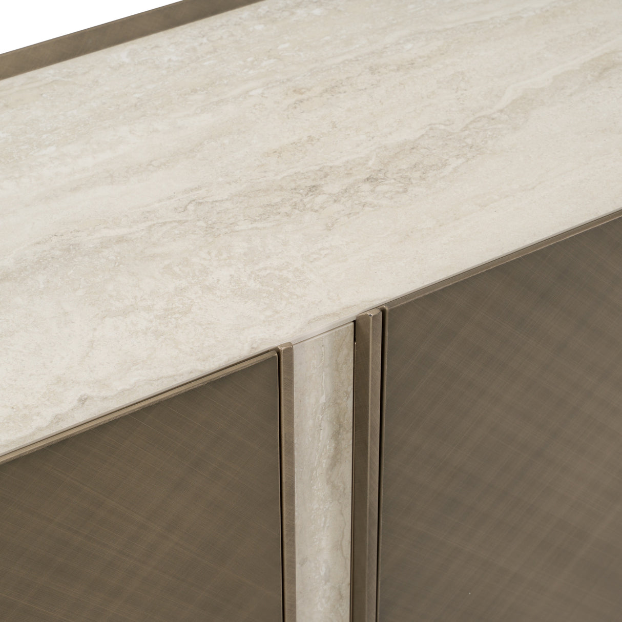 Moorgate - Modern Travertine Ceramic + Bronze Buffet - View Image 1