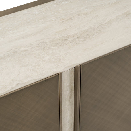 Moorgate - Modern Travertine Ceramic + Bronze Buffet - View Image 1