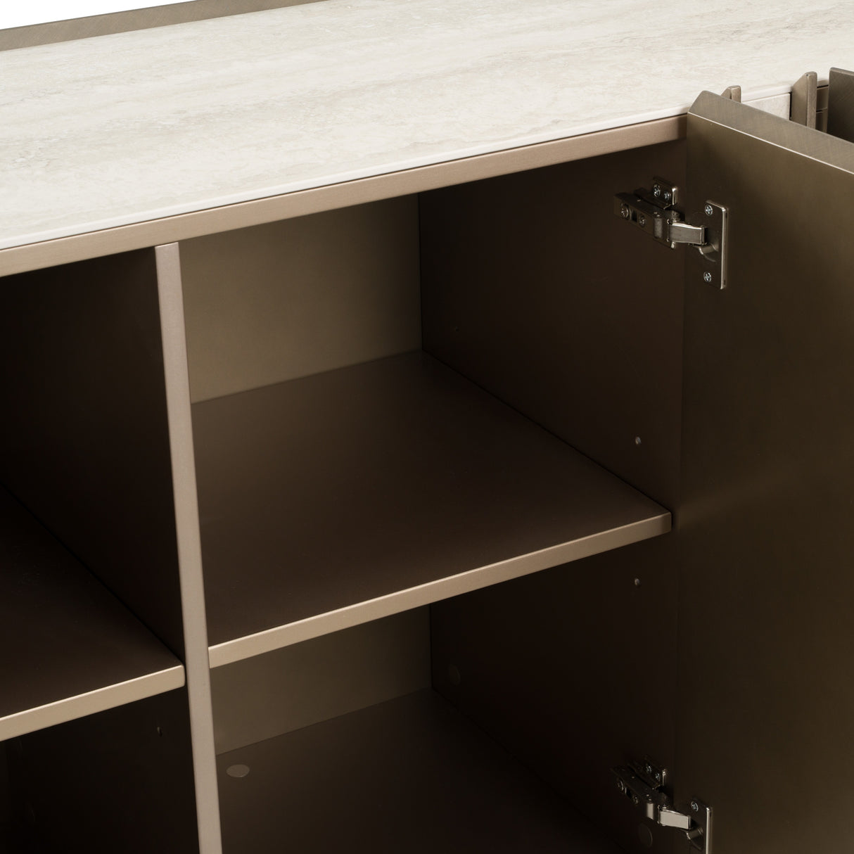 Moorgate - Modern Travertine Ceramic + Bronze Buffet - View Image 1