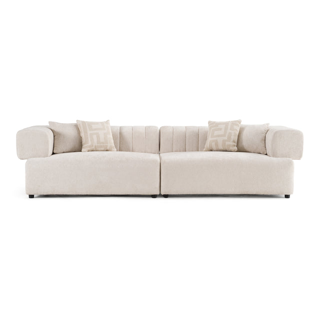 Moreno - Modern Ivory Beige Fabric 4-Seater Sofa - View Image 1