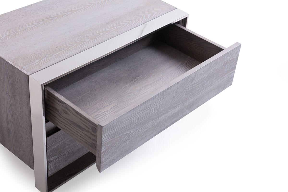 Eastern King Arlene Modern Grey Elm & Stainless Steel Bedroom Set