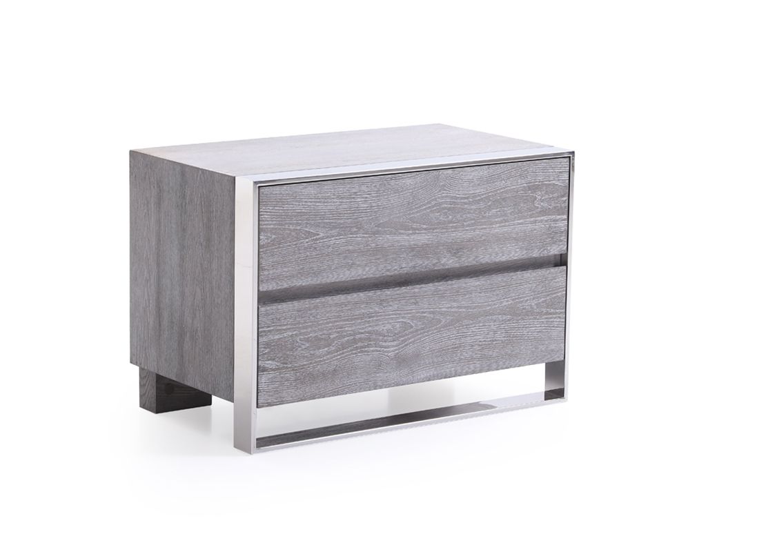 Eastern King Arlene Modern Grey Elm & Stainless Steel Bedroom Set