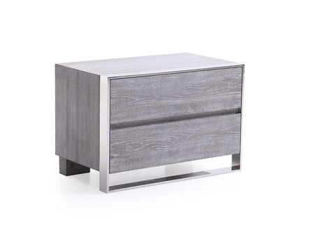 Eastern King Arlene Modern Grey Elm & Stainless Steel Bedroom Set