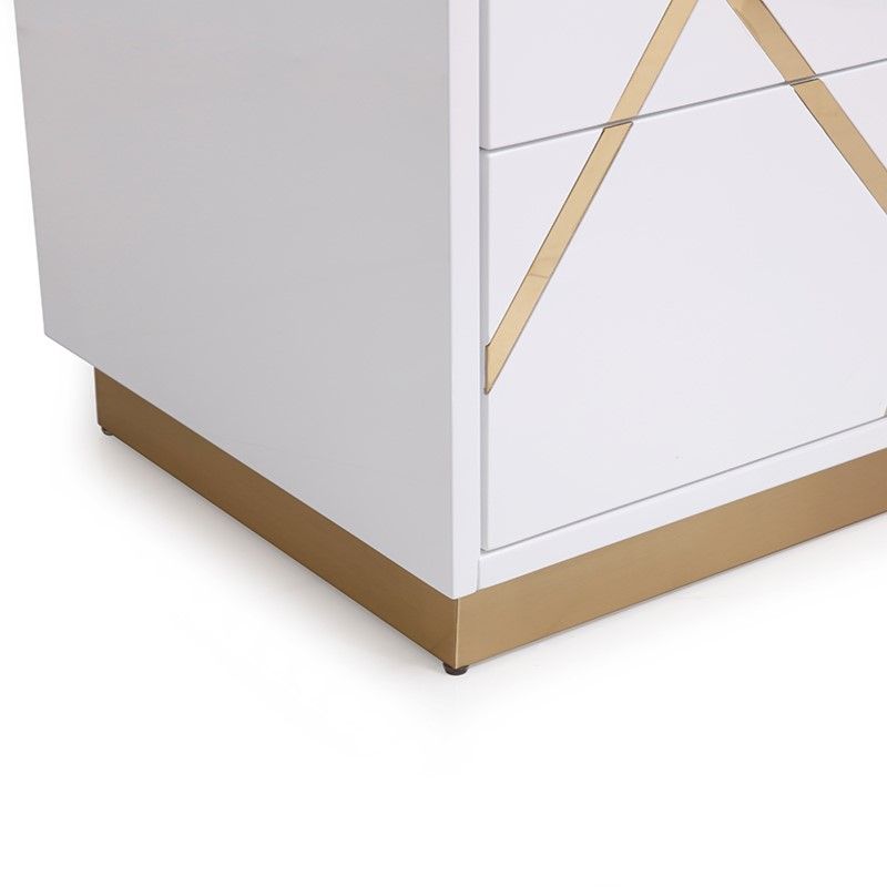Modrest Nixa Modern Wide White and Gold Nightstand