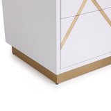 Modrest Nixa Modern Wide White and Gold Nightstand