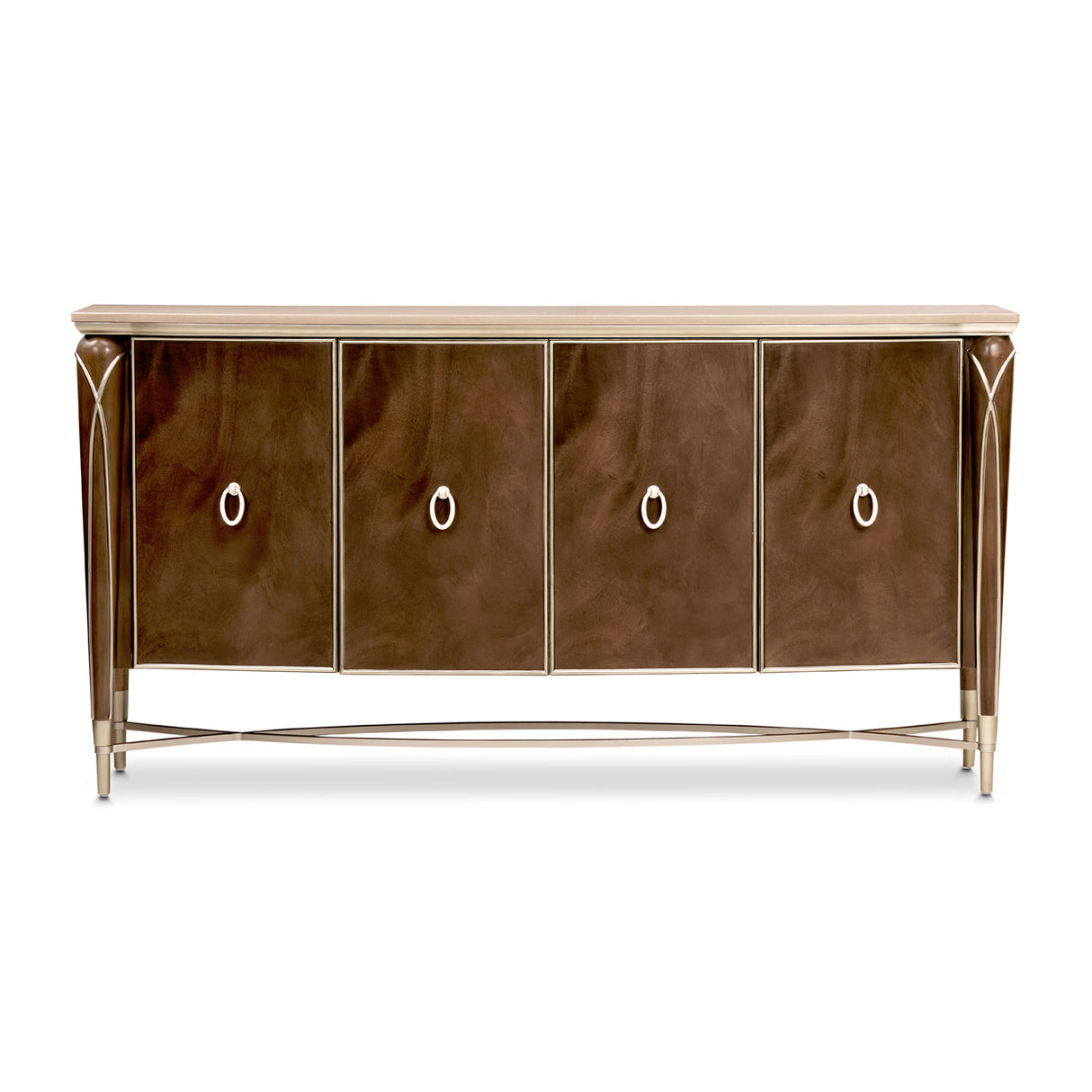 Michael Amini Villa Cherie Sideboard Buffet Cabinet | Caramel & Hazelnut Finishes