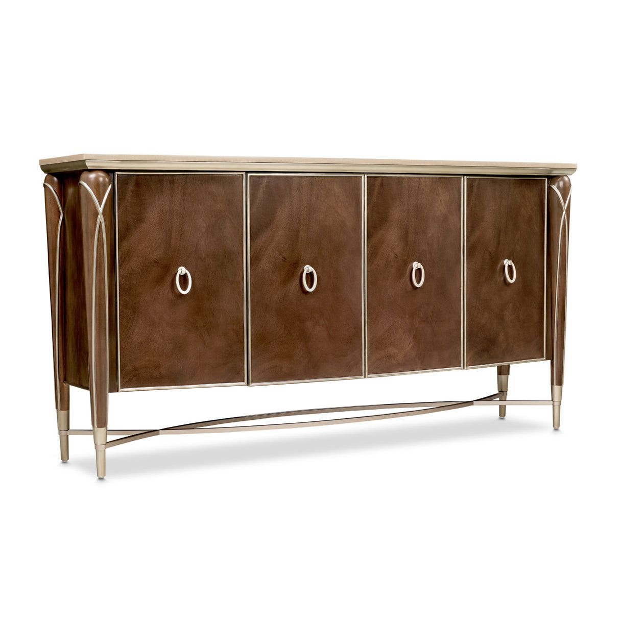 Michael Amini Villa Cherie Sideboard Buffet Cabinet | Caramel & Hazelnut Finishes