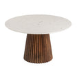 Modrest Nancy - Mid-Century Modern White Marble + Walnut Round Dining Table