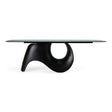 Neptune - Modern Grey Wave Glass + Black Dining Table - View Image 1