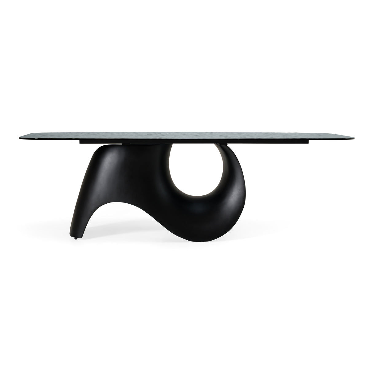 Neptune - Modern Grey Wave Glass + Black Dining Table - View Image 1