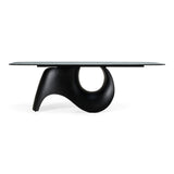 Neptune - Modern Grey Wave Glass + Black Dining Table - View Image 1