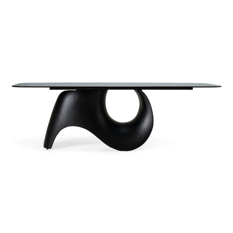 Neptune - Modern Grey Wave Glass + Black Dining Table - View Image 1