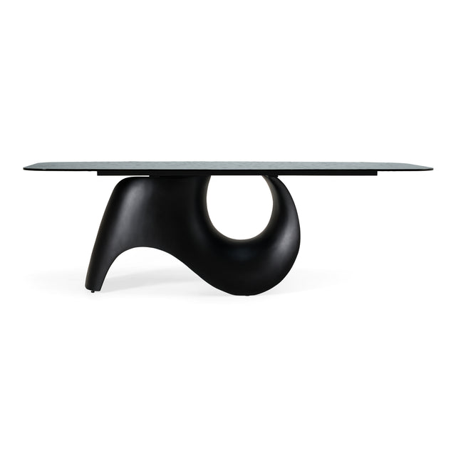 Neptune - Modern Grey Wave Glass + Black Dining Table - View Image 1