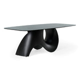 Neptune - Modern Grey Wave Glass + Black Dining Table - View Image 1