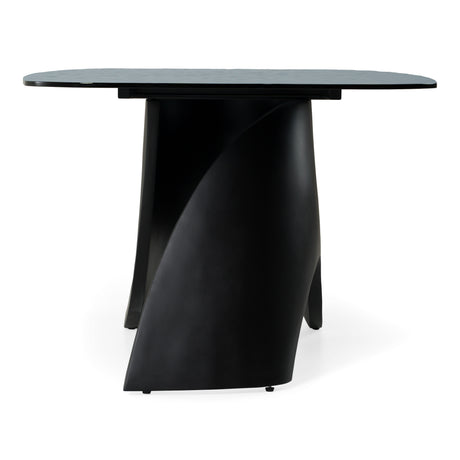 Neptune - Modern Grey Wave Glass + Black Dining Table - View Image 1