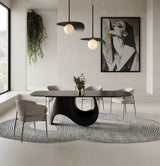 Neptune - Modern Grey Wave Glass + Black Dining Table - View Image 1