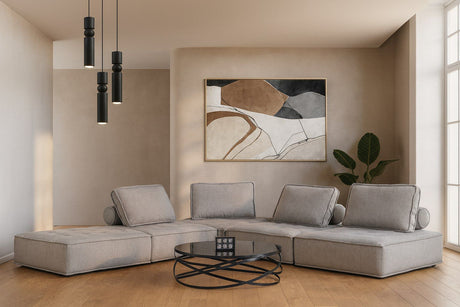 Divani Casa Nolden - Modern Modular Grey Fabric Armless Seat