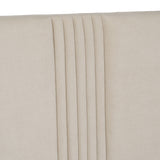 Eastern King Newhart - Modern Beige Fabric + Natural Oak 4-Piece Bedroom Set