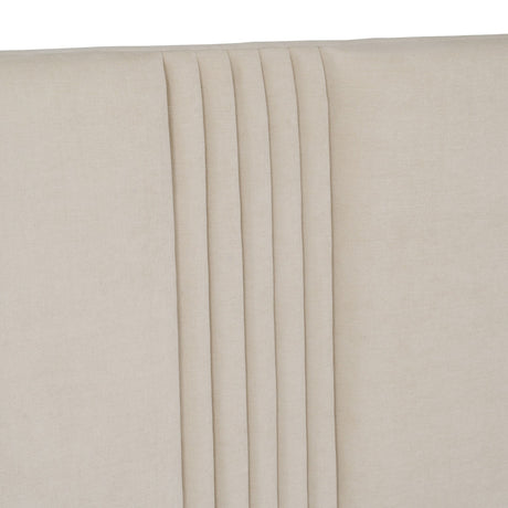 Eastern King Newhart - Modern Beige Fabric + Natural Oak 4-Piece Bedroom Set