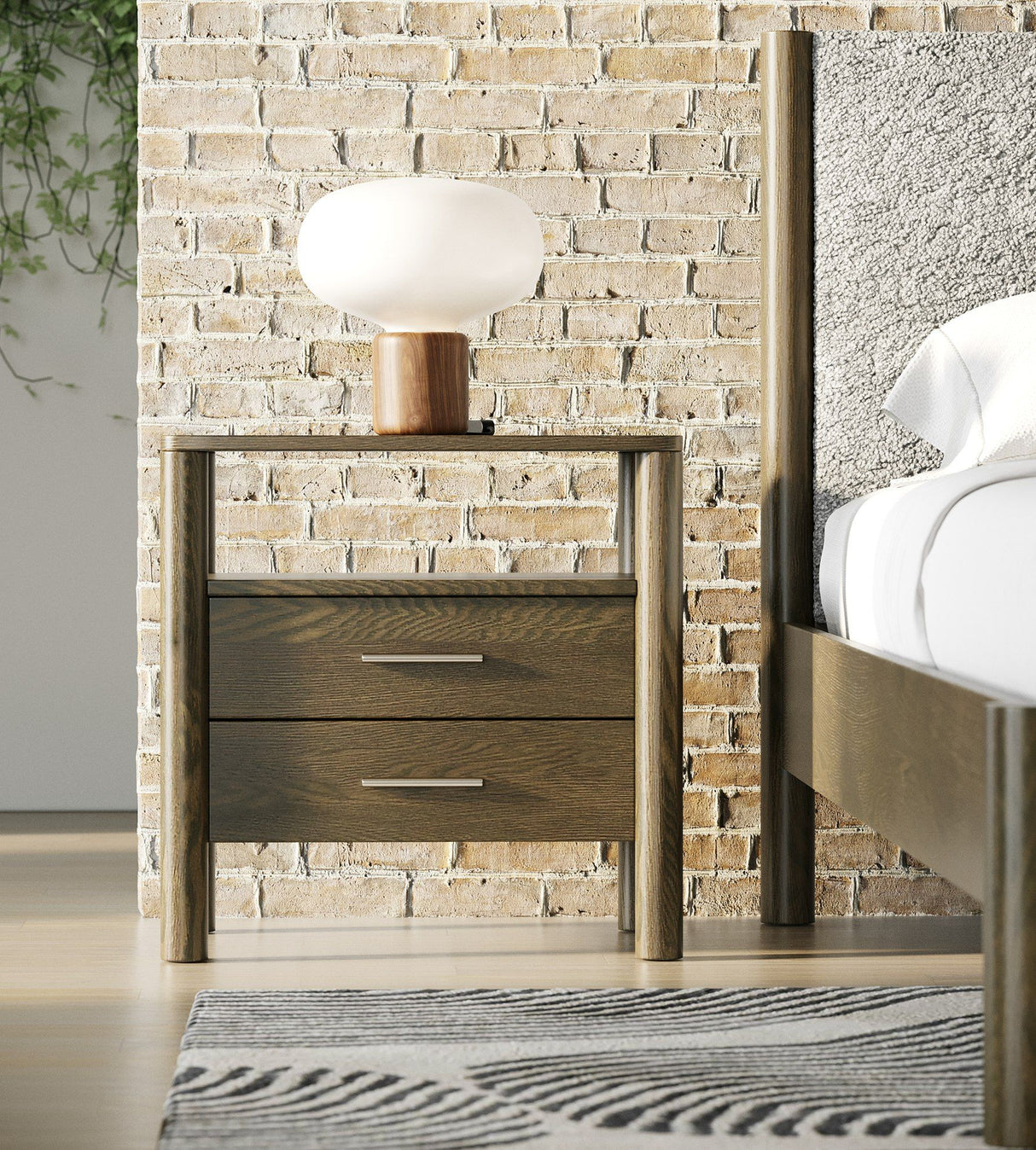 Queen Carolina - Modern Grey Fabric + Wenge Bedroom Set