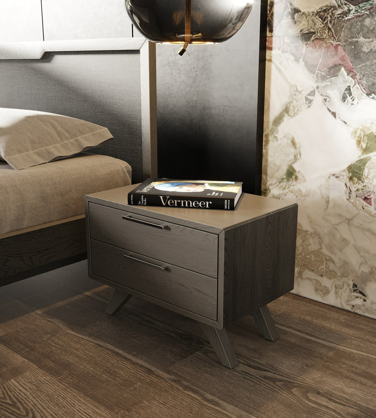 Eastern King Soria Modern Grey Wash Bedroom Set