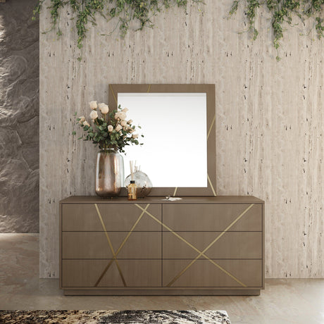 Nixa Modern Beige Velvet & Brushed Bronze 4-Piece Bedroom Set – VIG Furniture - sold by Home Elegance USA