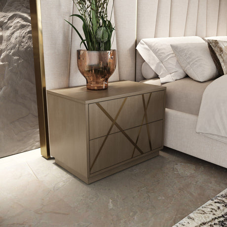 Nixa Modern Beige Velvet & Brushed Bronze 4-Piece Bedroom Set – VIG Furniture - sold by Home Elegance USA