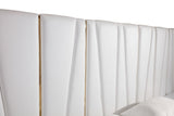 Nixa - Eastern King Modern White + Gold Bed + Nightstands - View Image 1