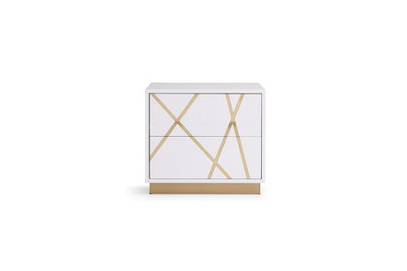 Nixa - Queen Modern White + Gold Bed + Nightstands - View Image 1