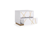 Nixa - Queen Modern White + Gold Bed + Nightstands - View Image 1